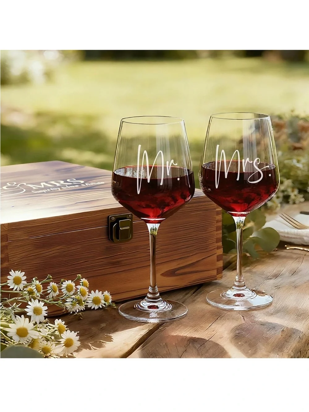 AW BRIDAL Mr & Mrs Wine Glass Set, Perfect Wedding Gift for Couples - New in Box
